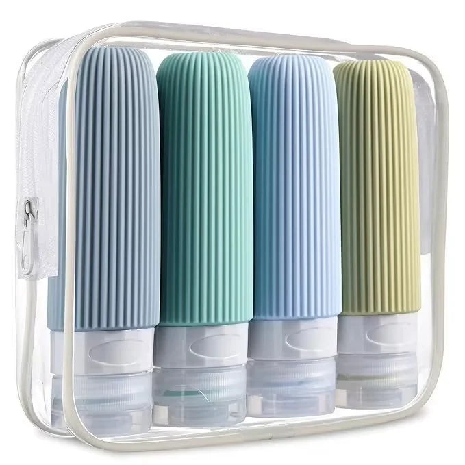 Travel Bottle Set Leak-Proof Silicone 90 ml Clear Bag