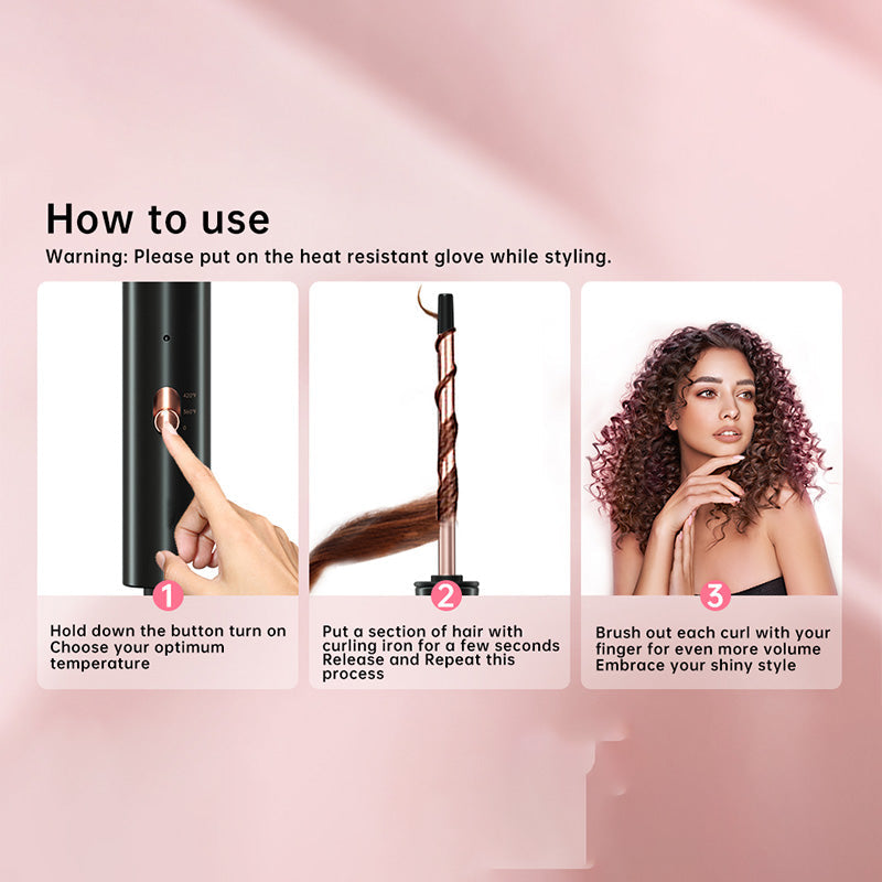 Travel Curling Iron Tourmaline Ceramic 9mm Compact