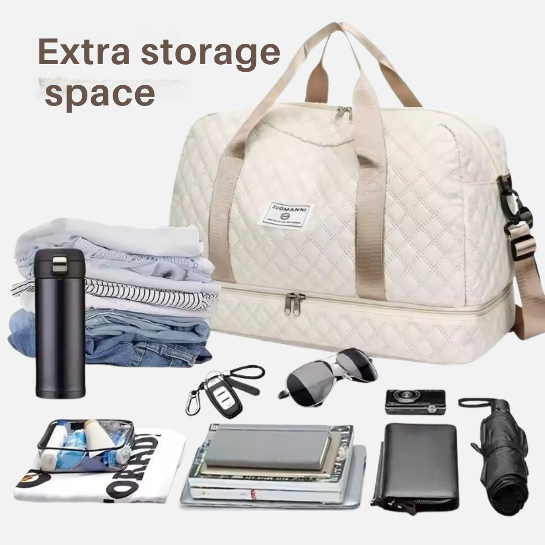 Travel Duffel Bag Separate Shoe Compartment Foldable Water-Repellent