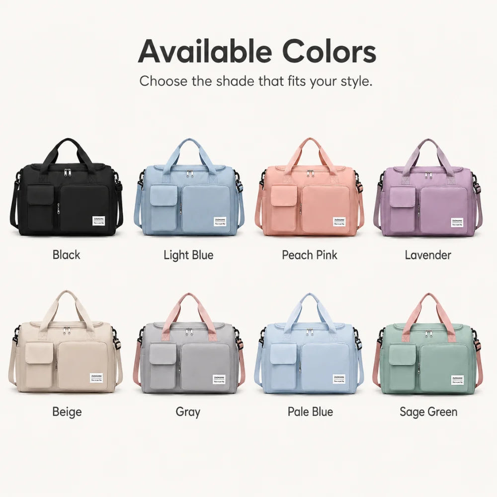 Travel Duffel Bag Separate Shoe Compartment Water-Repellent Nylon