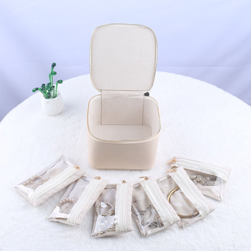Travel Jewelry Organizer 12 Zippered Compartments Transparent Lids
