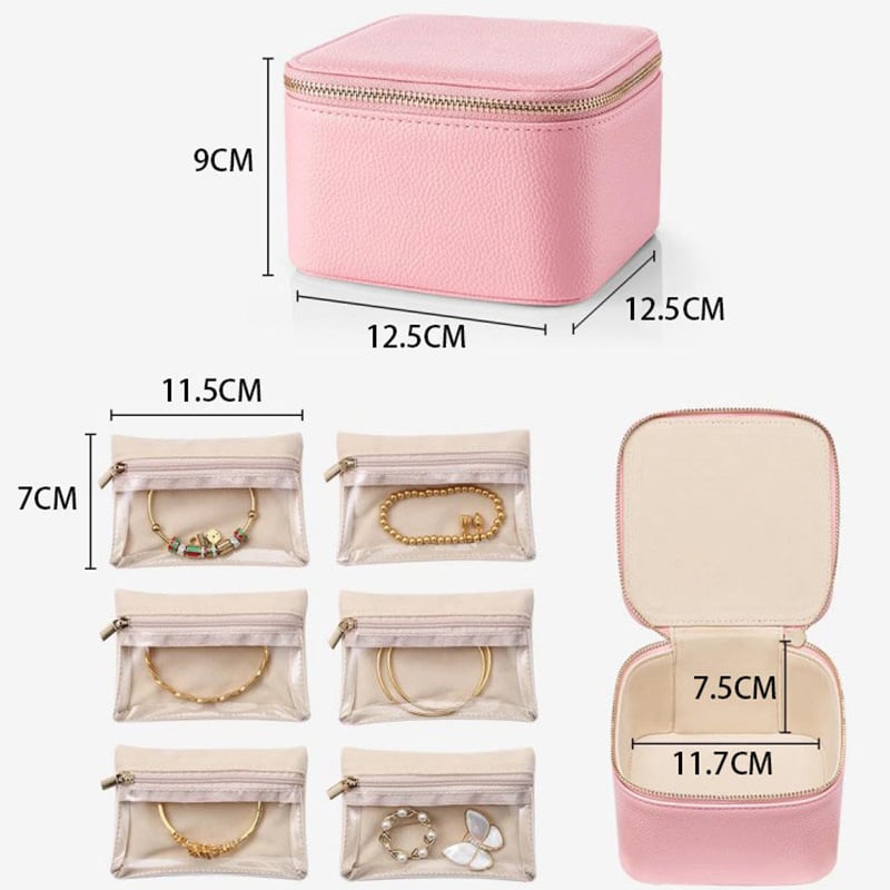 Travel Jewelry Organizer 12 Zippered Compartments Transparent Lids
