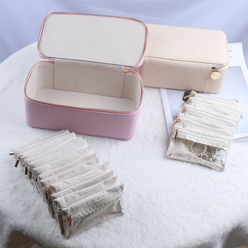 Travel Jewelry Organizer 12 Zippered Compartments Transparent Lids