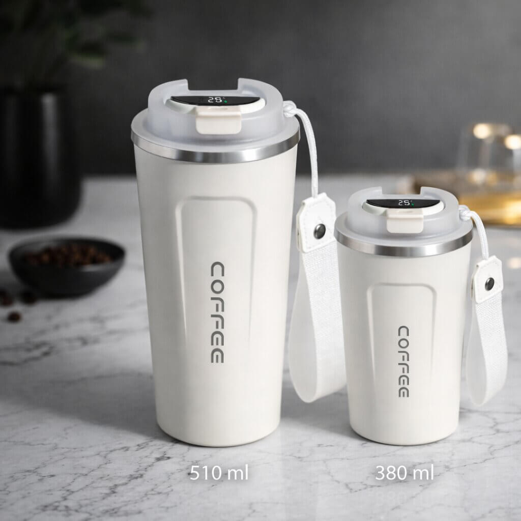 Travel Mug Digital Temperature Display Vacuum Insulated Leak-Proof Lid