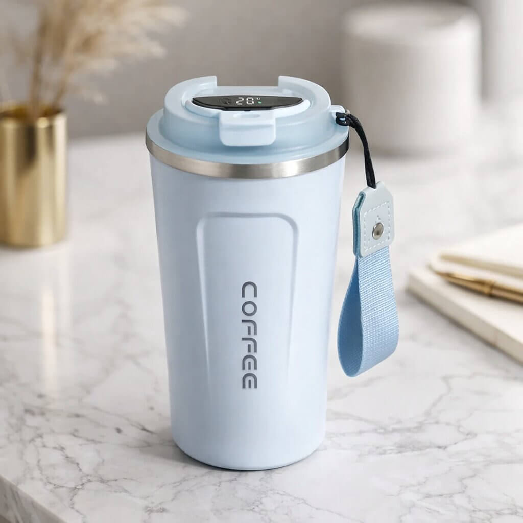 Travel Mug Digital Temperature Display Vacuum Insulated Leak-Proof Lid