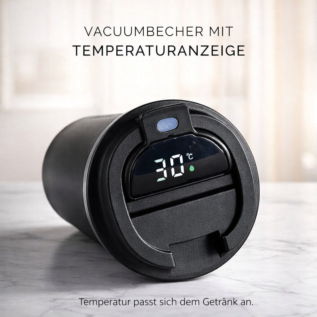 Travel Mug Digital Temperature Display Vacuum Insulated Leak-Proof Lid
