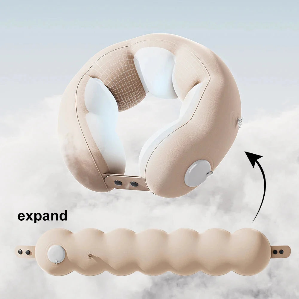 Travel Neck Pillow Inflatable Built-In Pump & Adjustable Firmness