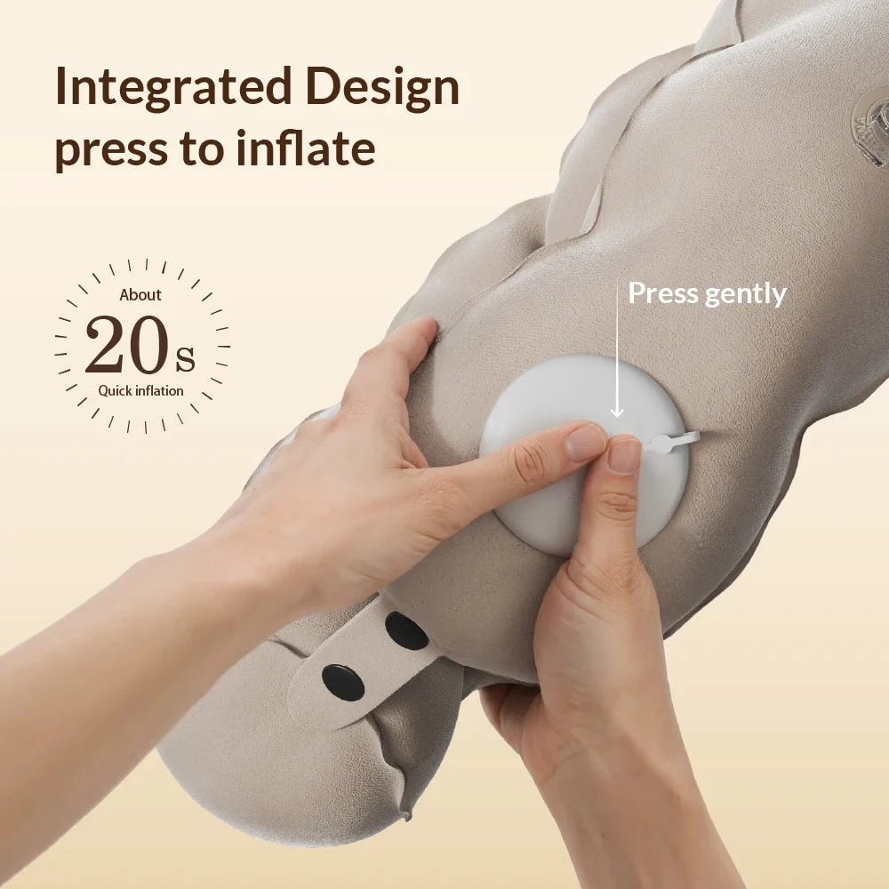 Travel Neck Pillow Inflatable Built-In Pump & Adjustable Firmness