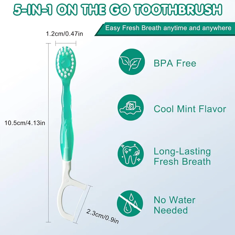 Travel Oral Care Kit 3-In-1 Brush Flosser Tongue Scraper