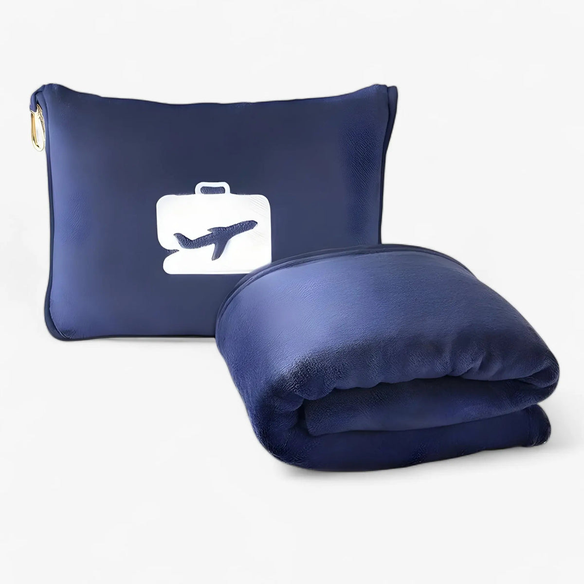 Travel Pillow & Blanket Set Ultra-Soft Plush Compact Zippered Bag