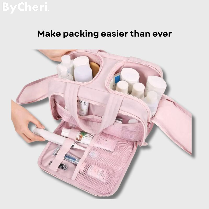 Travel Toiletry Bag Wet & Dry Compartments Leak-Resistant Polyester