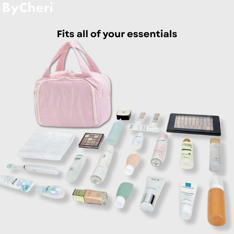 Travel Toiletry Bag Wet & Dry Compartments Leak-Resistant Polyester