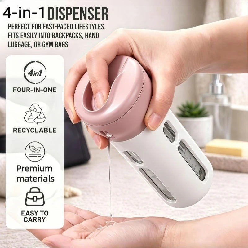 Travel Toiletry Bottle 4-Chamber Leak-Proof & Refillable