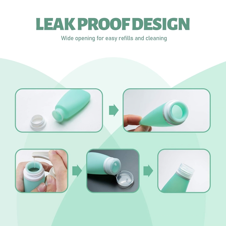 Travel Toiletry Bottles Leak-Proof Carry-On Food-Grade Silicone 6-Pack
