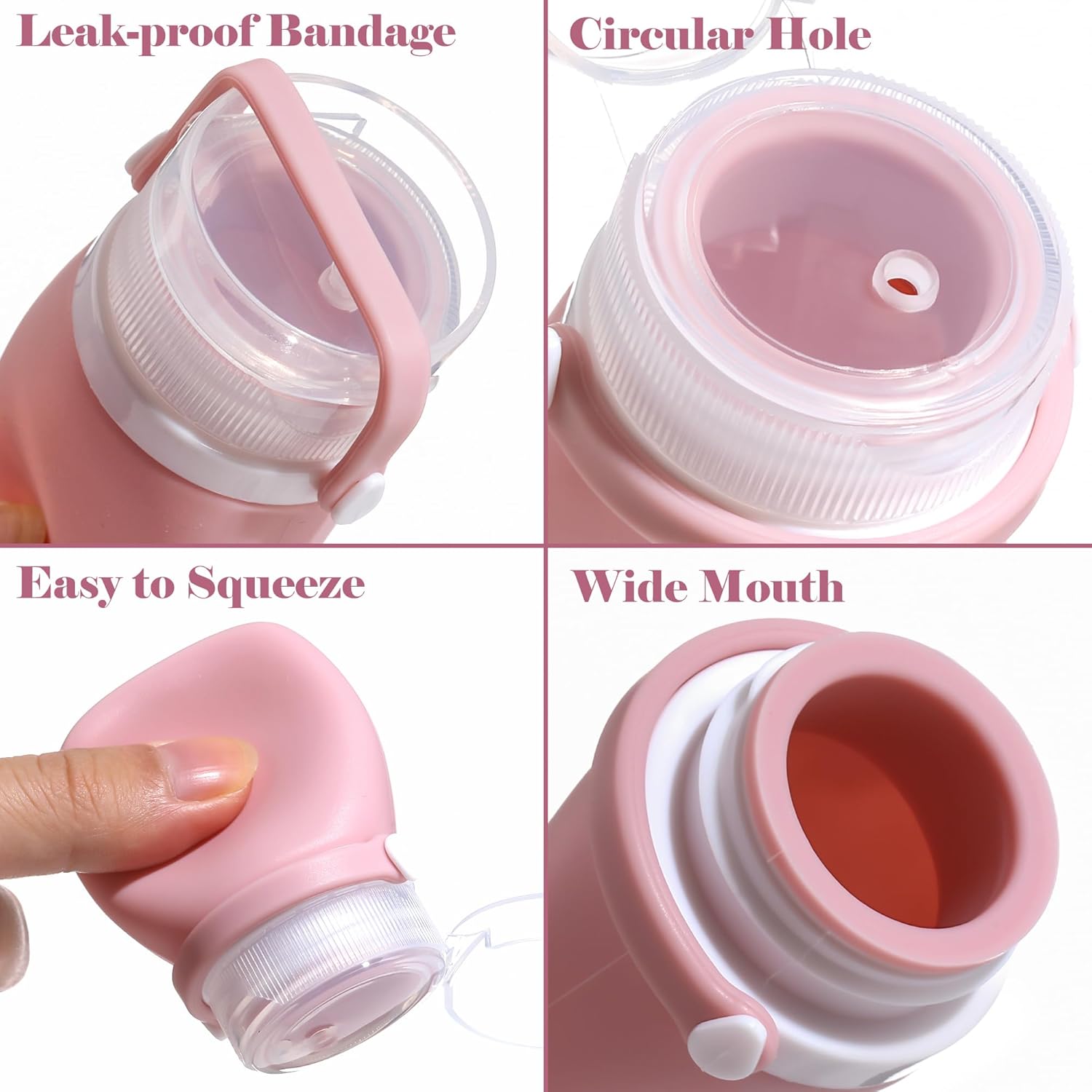 Travel Toiletry Bottles Leak-Proof Carry-On Food-Grade Silicone 6-Pack