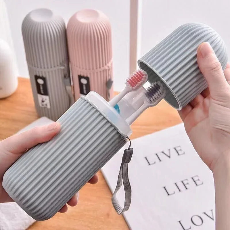 Travel Toothbrush Case Two-Compartment Carrying Handle