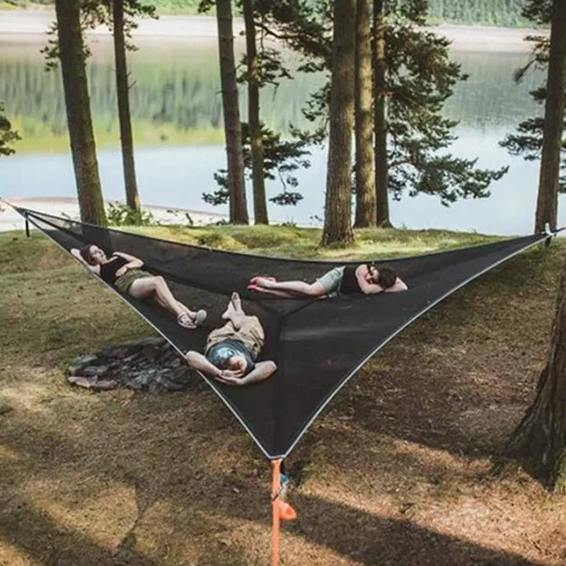 Triangle Hammock 3-Person Anti-Roll Straps & Adjustable Ropes