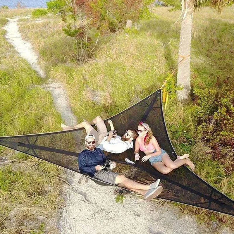 Triangle Hammock 3-Person Anti-Roll Straps & Adjustable Ropes