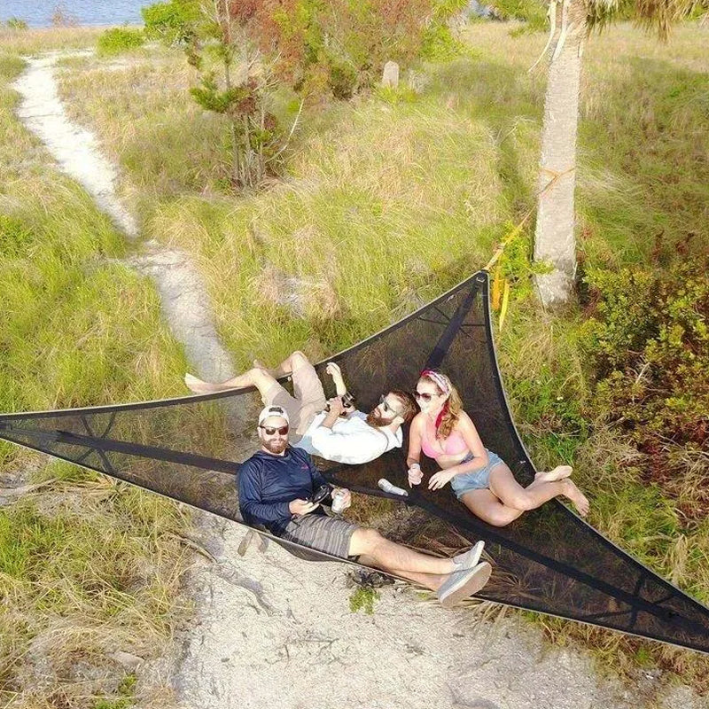 Triangle Hammock 3-Person Anti-Roll Straps & Adjustable Ropes