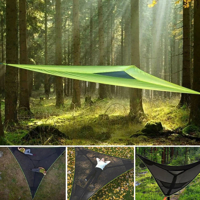 Triangle Hammock 3-Person Anti-Roll Straps & Adjustable Ropes