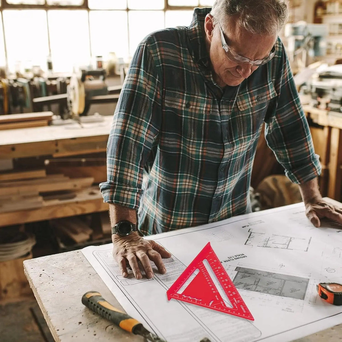 Triangle Protractor Aluminum Precision 43 x 30.5 cm