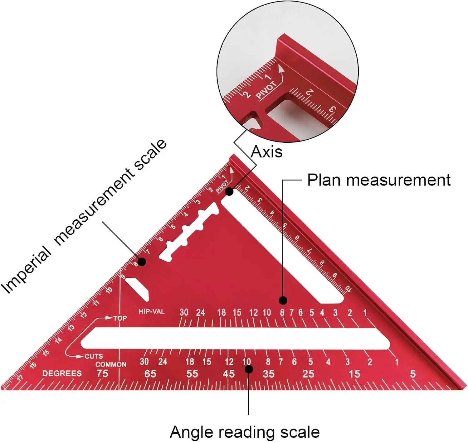 Triangle Protractor Aluminum Precision 43 x 30.5 cm