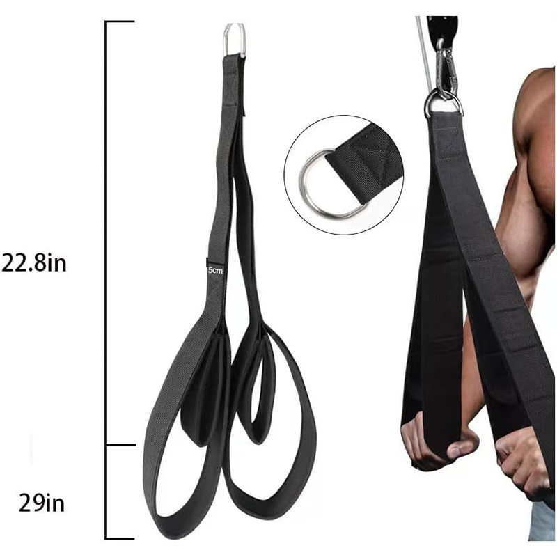 Tricep Rope Non-Slip Ergonomic Grips Reinforced Steel D-Ring