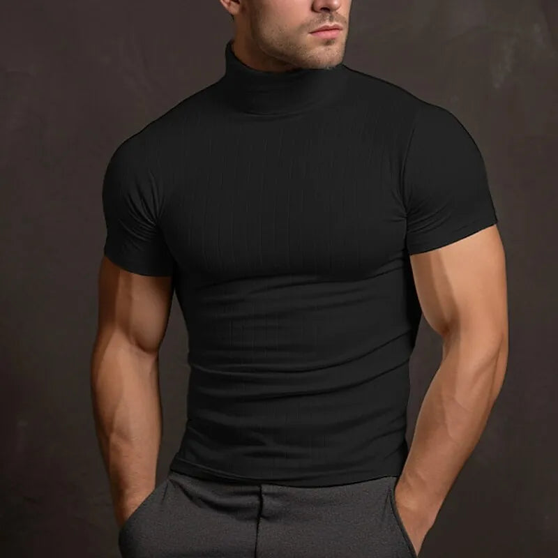 Turtleneck Shirt Short Sleeve Micro-Elastic Polyester & Elastane