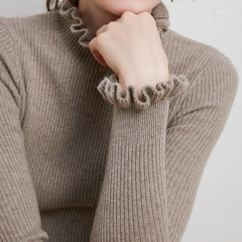 Turtleneck Sweater Cozy Soft Knit Delicate Trim