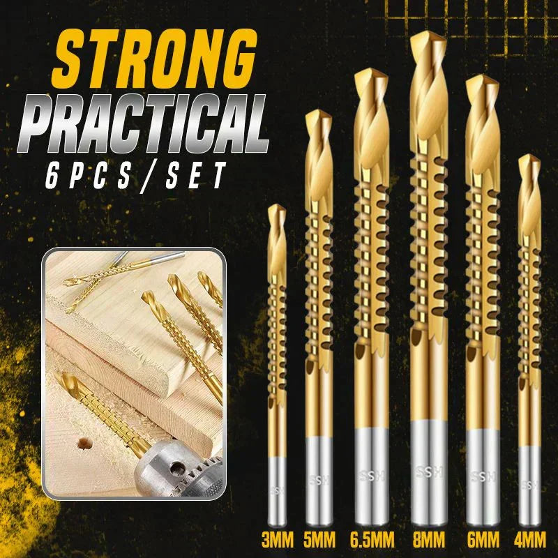 Twist Drill Bit Set Titanium-Coated High-Speed Steel 6-Piece