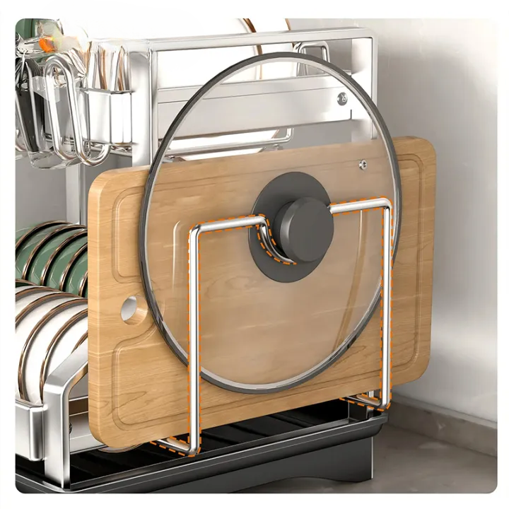 Two-Tier Dish Rack Reinforced Steel Drip Tray & Cutlery Holder