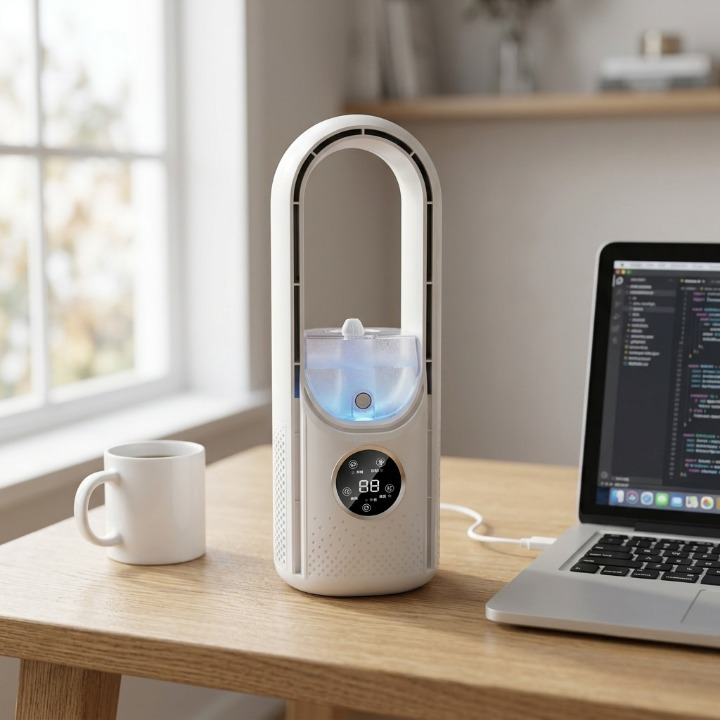 USB Air Cooler Tower Evaporative Cooling 100ml Tank Whisper-Quiet