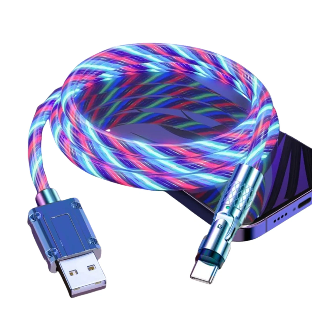 USB Charging Cable 540° Rotating LED Fast Charging