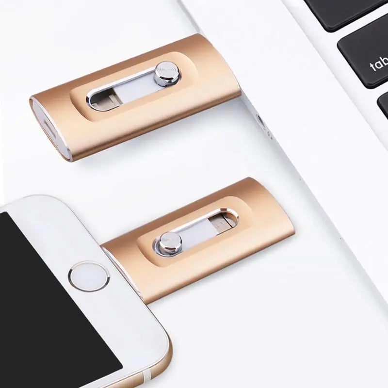 USB Flash Drive Lightning USB-C & USB-A Metal Unibody