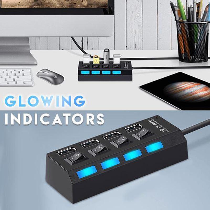 USB Hub Per-Port Switches Backflow-Protected 4 Or 7 Ports