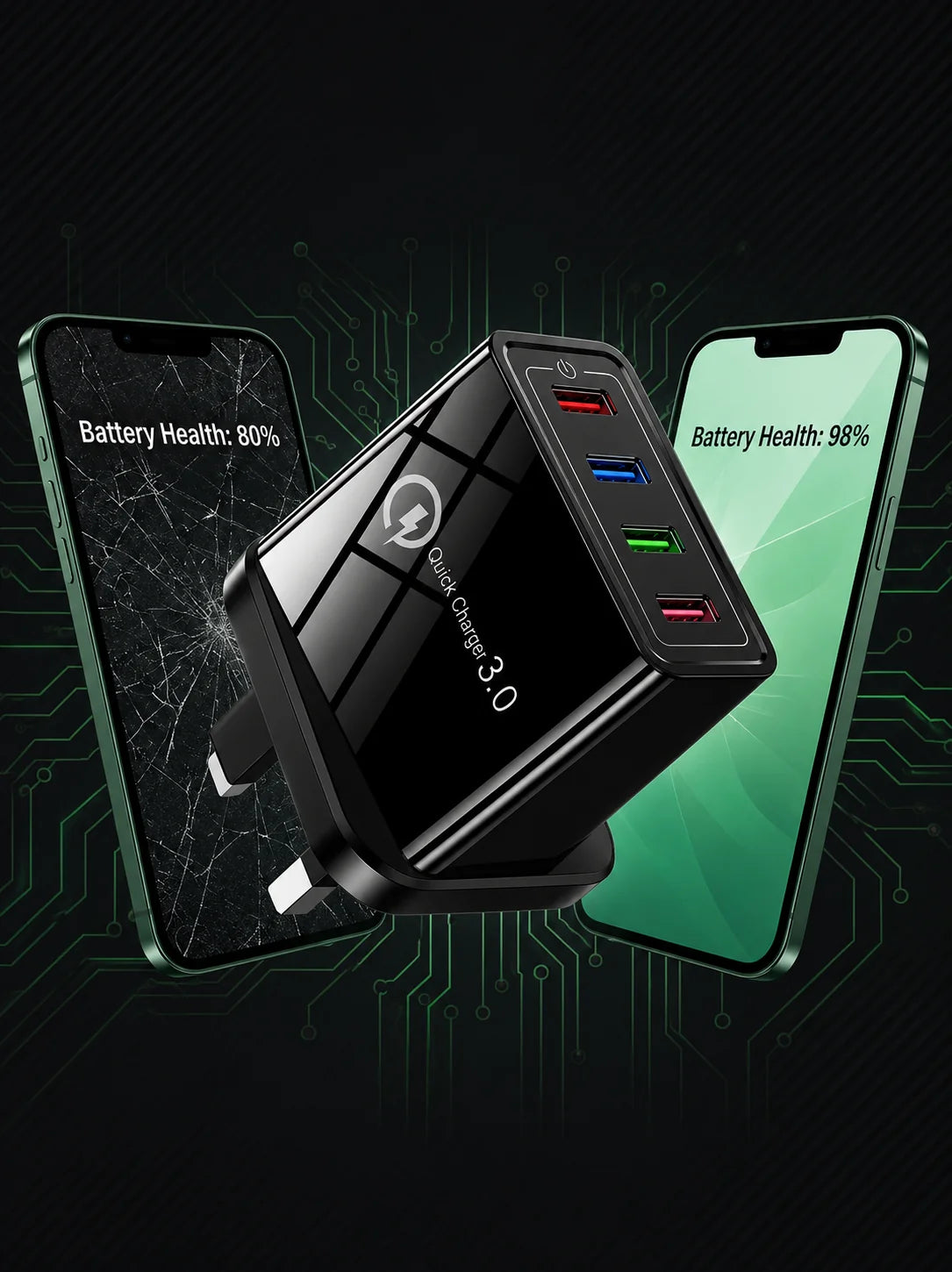 USB Travel Charger 4-Port Quick Charge 3.0