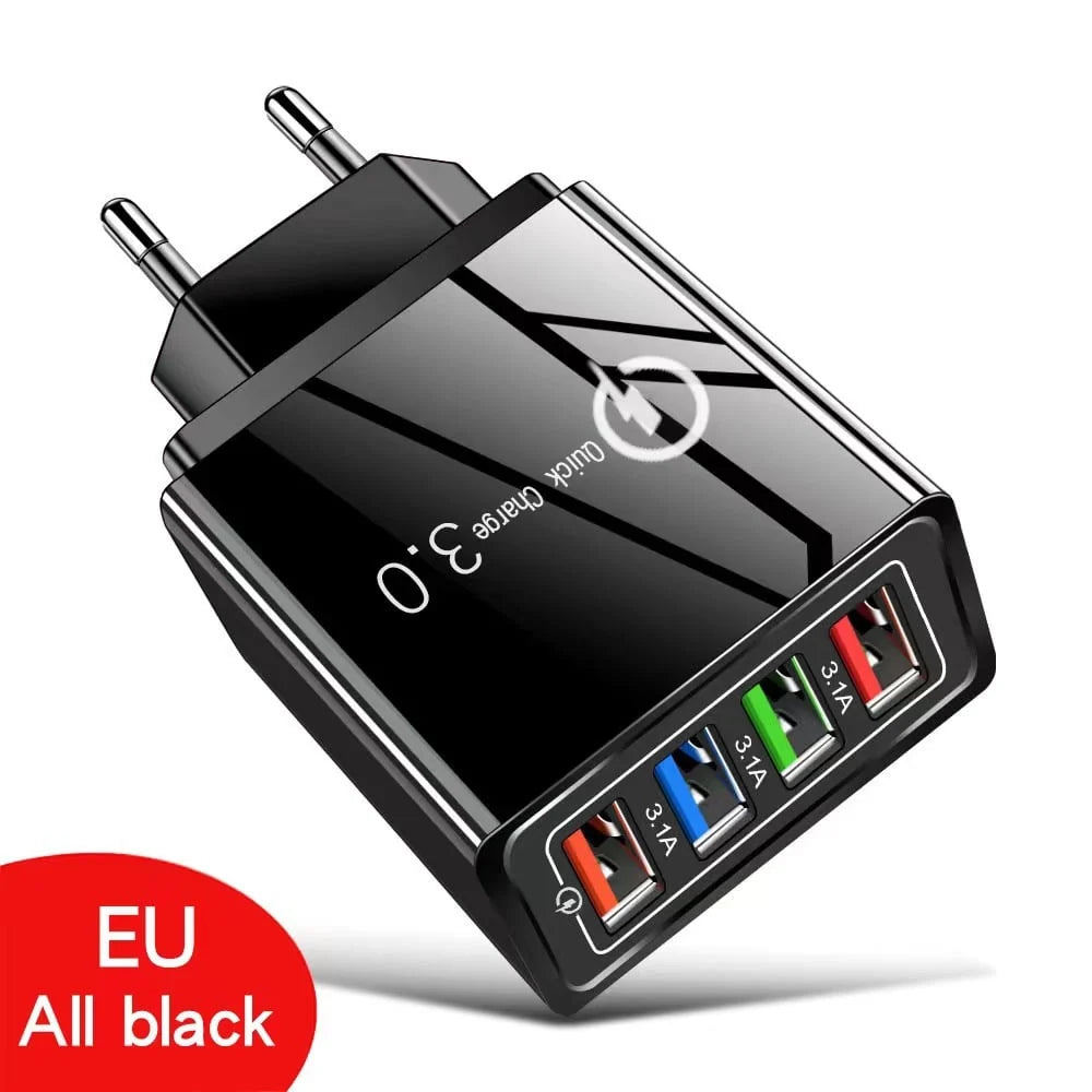 USB Travel Charger 4-Port Quick Charge 3.0