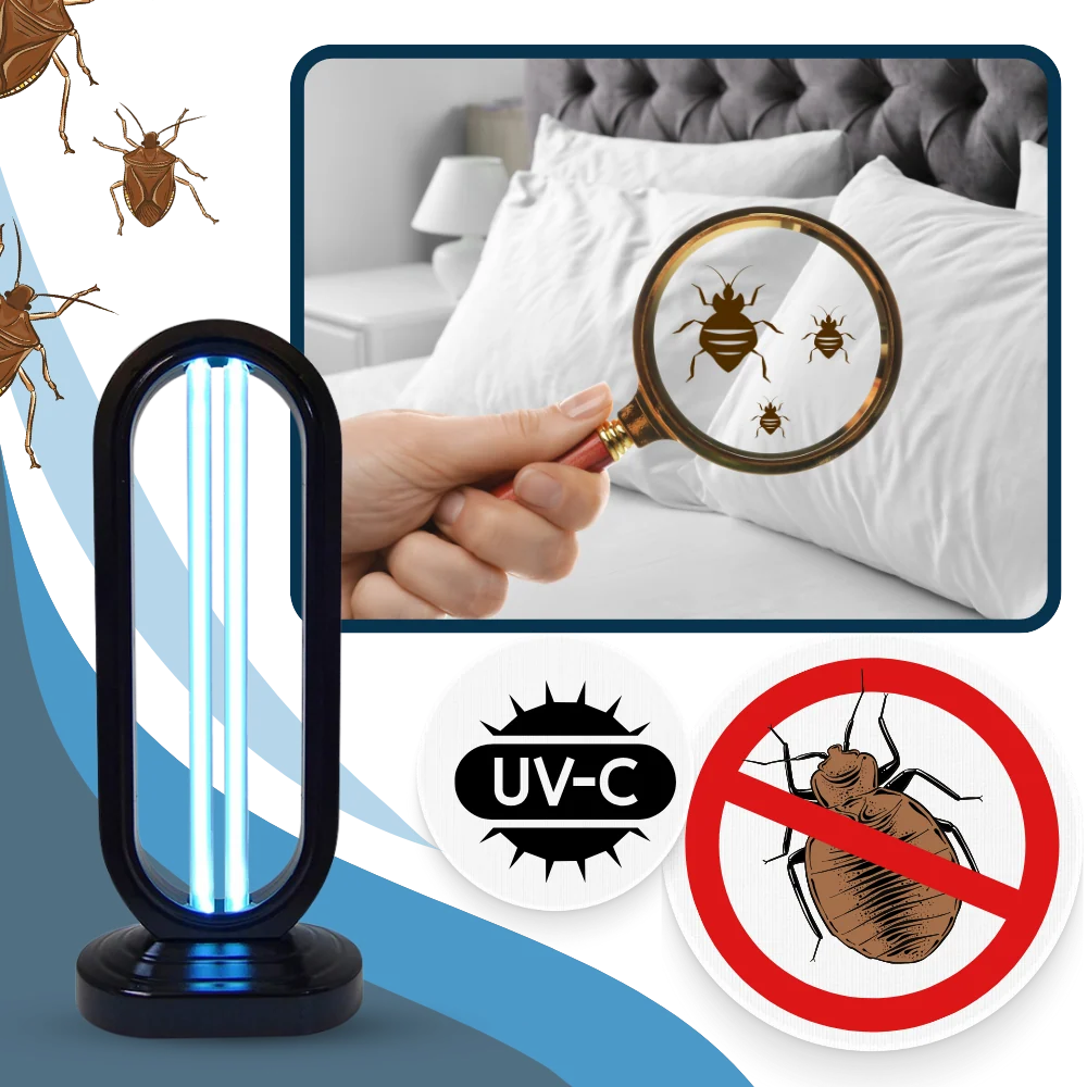 UV-C Disinfection Lamp Bedbug Eliminator Kills 99.9 Percent Germs