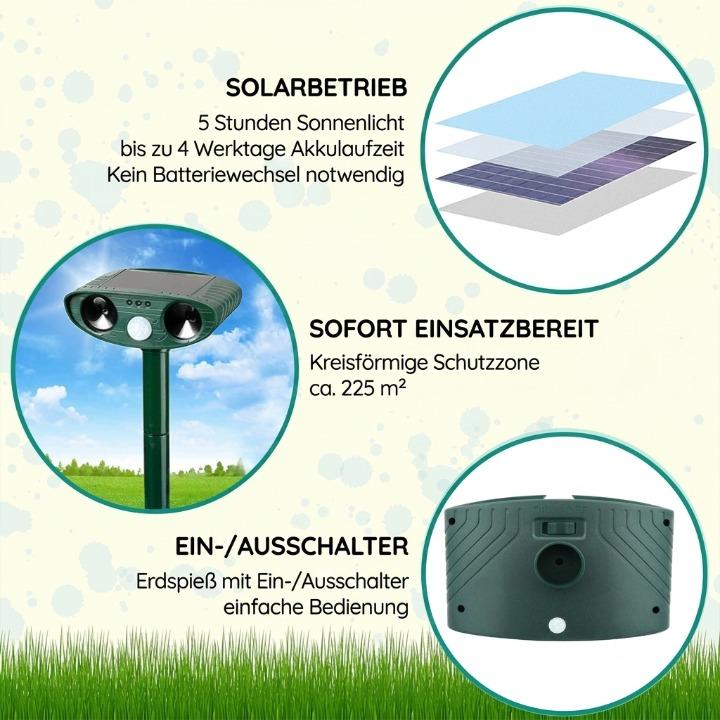 Ultrasonic Animal Repellent Solar-Powered Motion-Activated 29.5 Ft Range