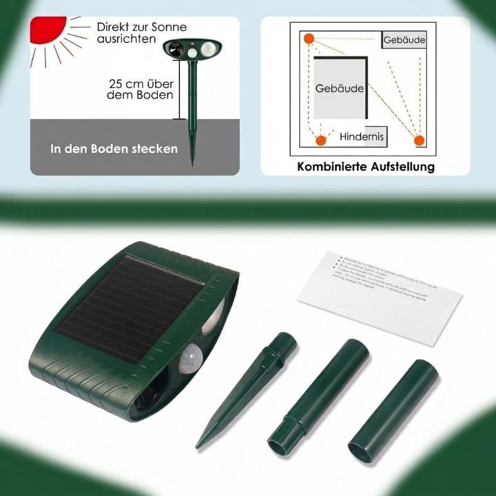 Ultrasonic Animal Repellent Solar-Powered Motion-Activated 29.5 Ft Range