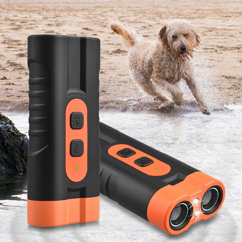 Ultrasonic Dog Repeller Dual Emitters LED Light Rechargeable