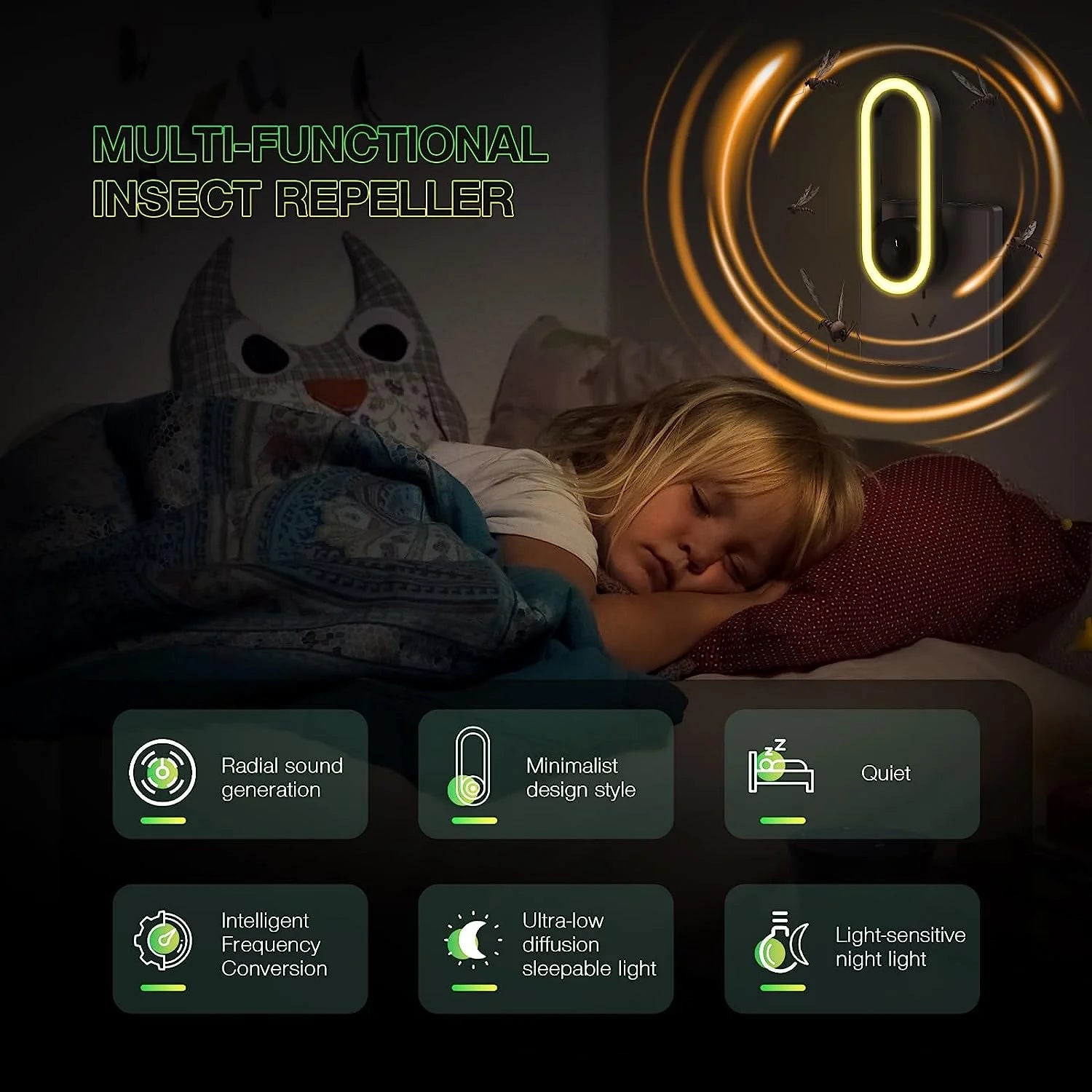Ultrasonic Mosquito Repeller 360° Silent Child & Pet Safe