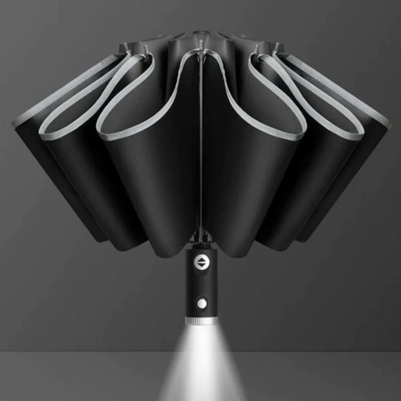 Umbrella Automatic Open & LED Handle Wind-Resistant Fiberglass