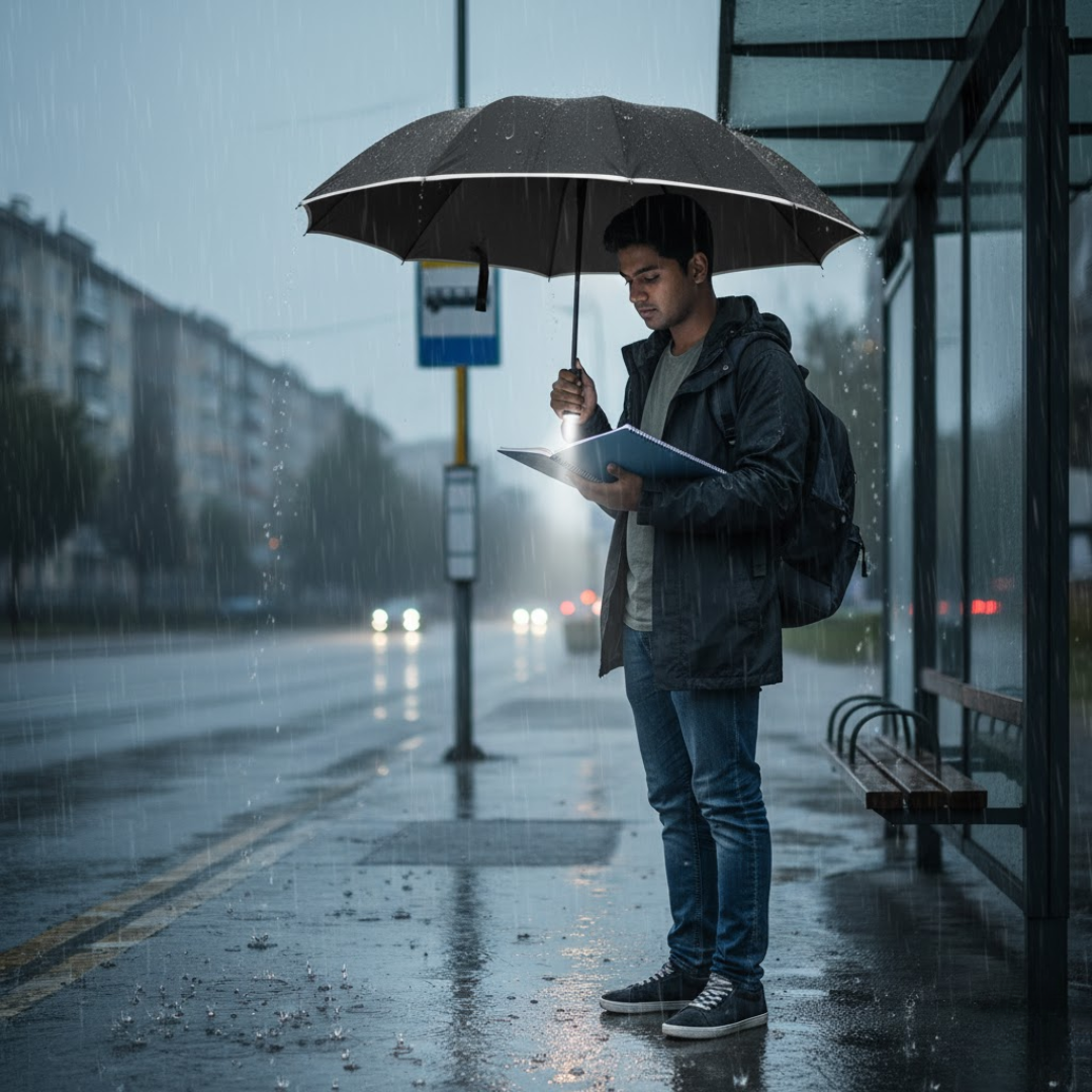 Umbrella Automatic Open & LED Handle Wind-Resistant Fiberglass
