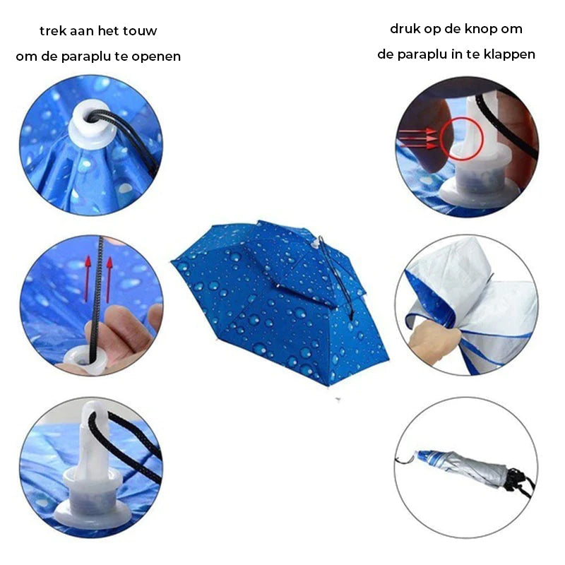 Umbrella Hat Hands-Free Ventilated 30 Inch Coverage