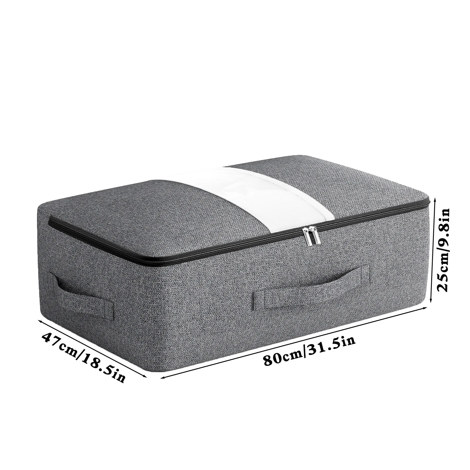 Under-Bed Storage Bag Transparent Window Metal Zipper