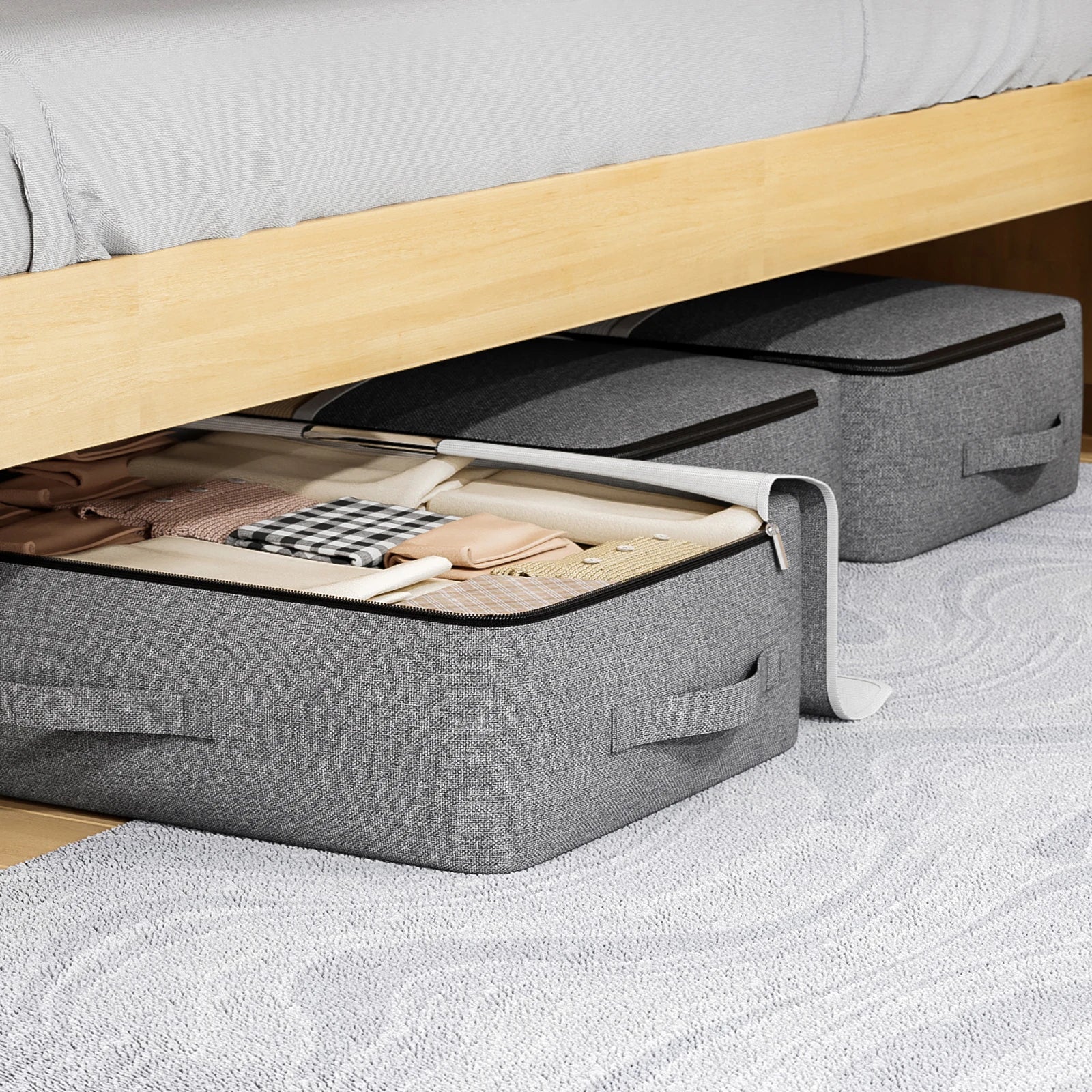 Under-Bed Storage Bag Transparent Window Metal Zipper