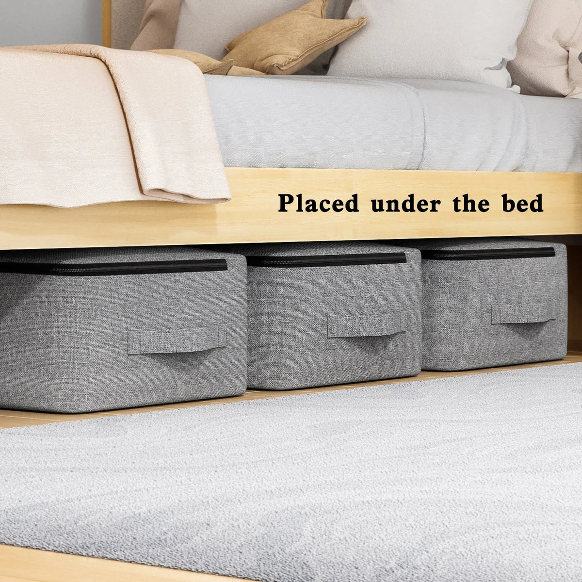 Under-Bed Storage Bag Transparent Window Metal Zipper