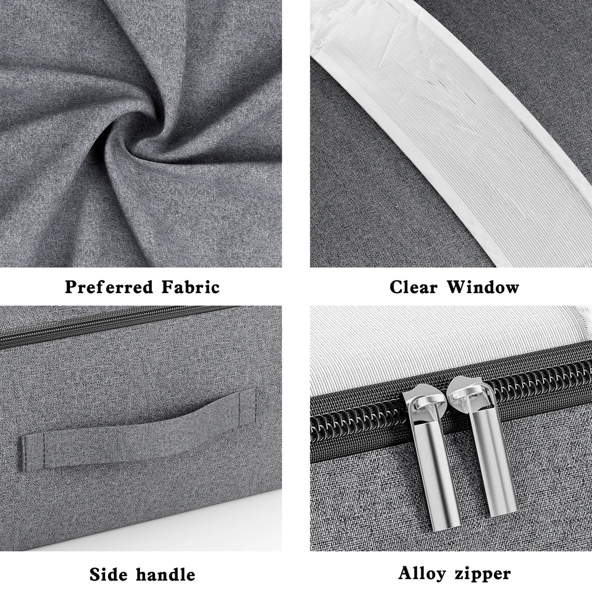 Under-Bed Storage Bag Transparent Window Metal Zipper