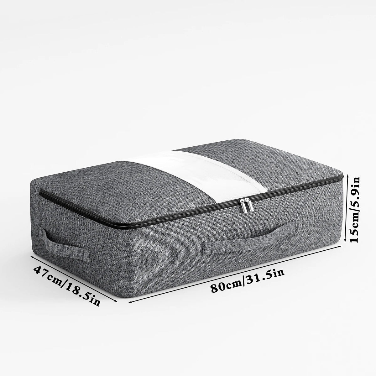 Under-Bed Storage Bag Transparent Window Metal Zipper